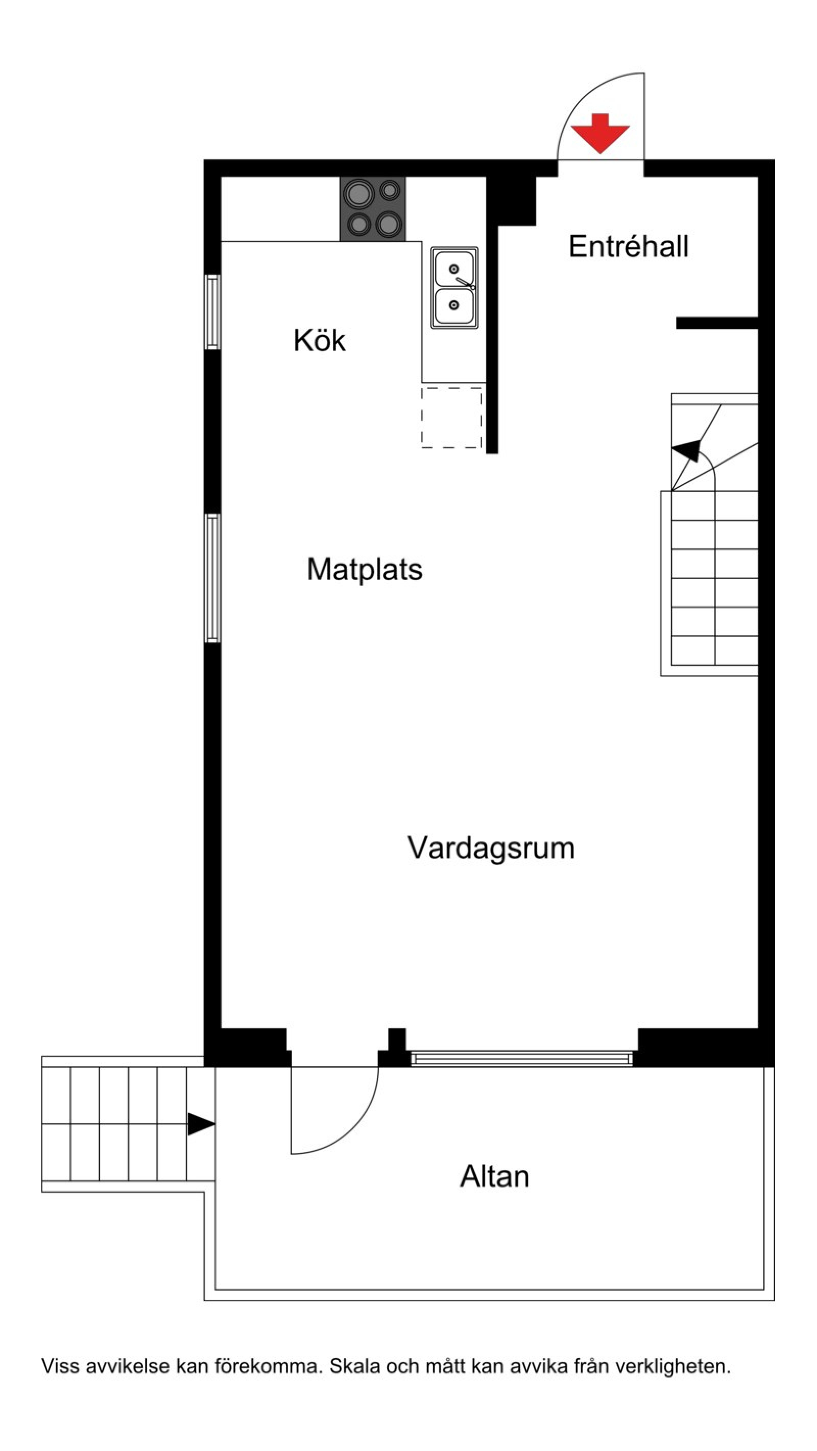 Planskiss, entréplan Renvägen 30A