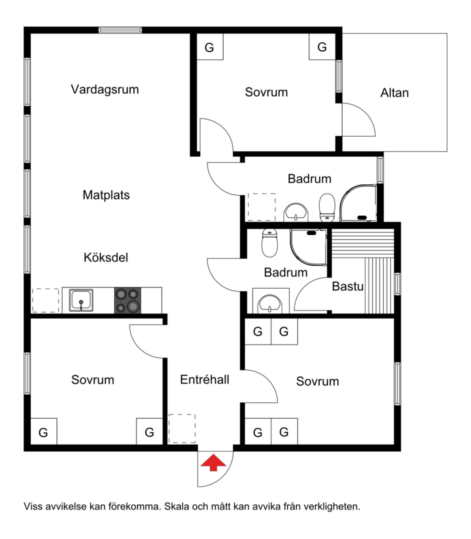 Planskiss Trivselvägen 25B