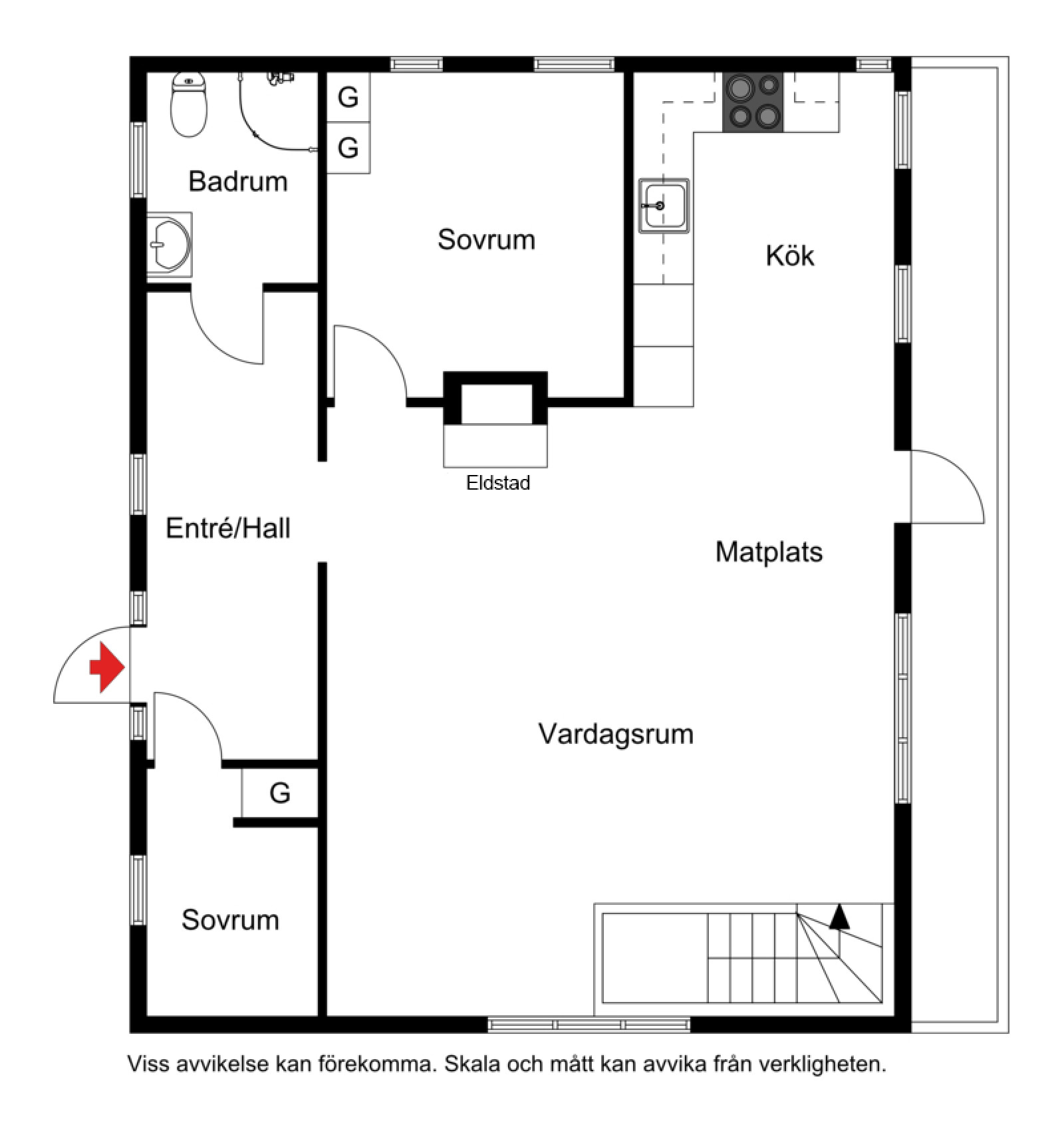Huvudbyggnad. Planskiss entréplan. Huvudbyggnad Lidvägen 11