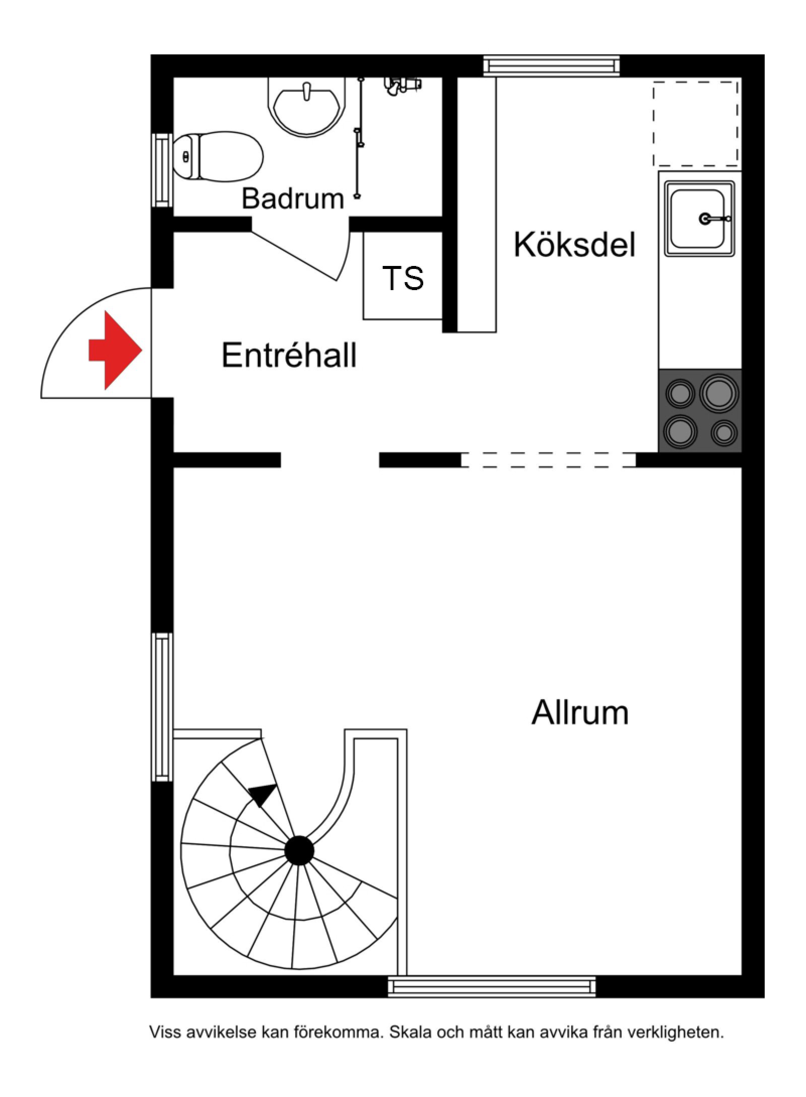 Planskiss entréplan. Gäststuga.  Lidvägen 11