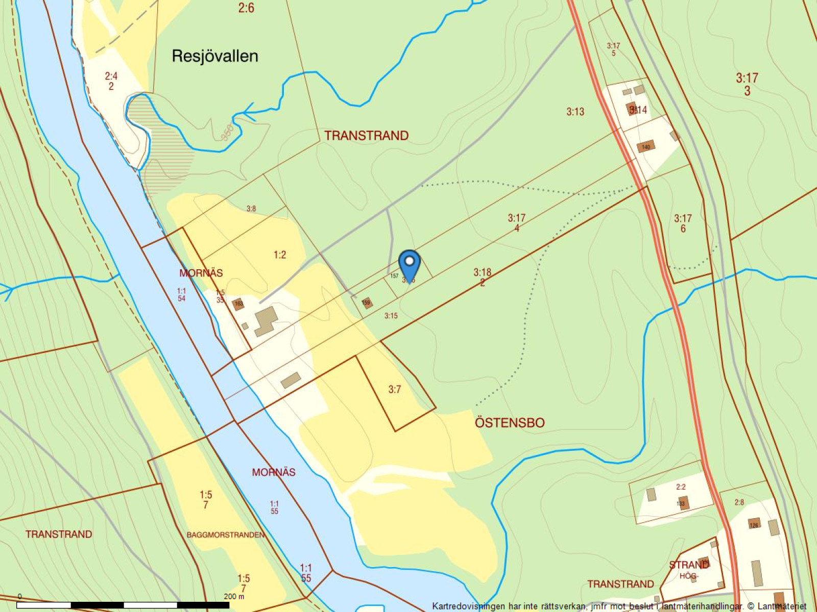 Fastighetskarta Högstrand 157, Resjövallen