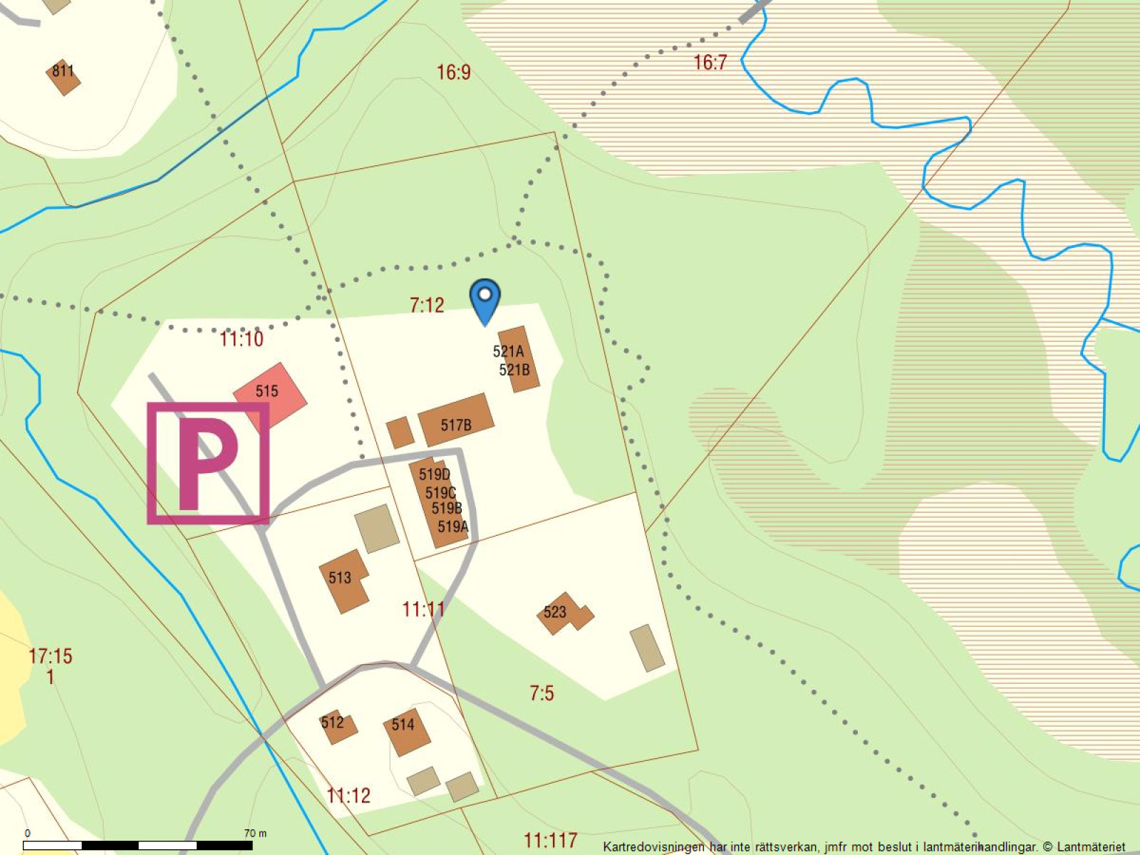 Fastighetskarta Rörbäcksnäs 517A-C, 519A-D, 521A-B