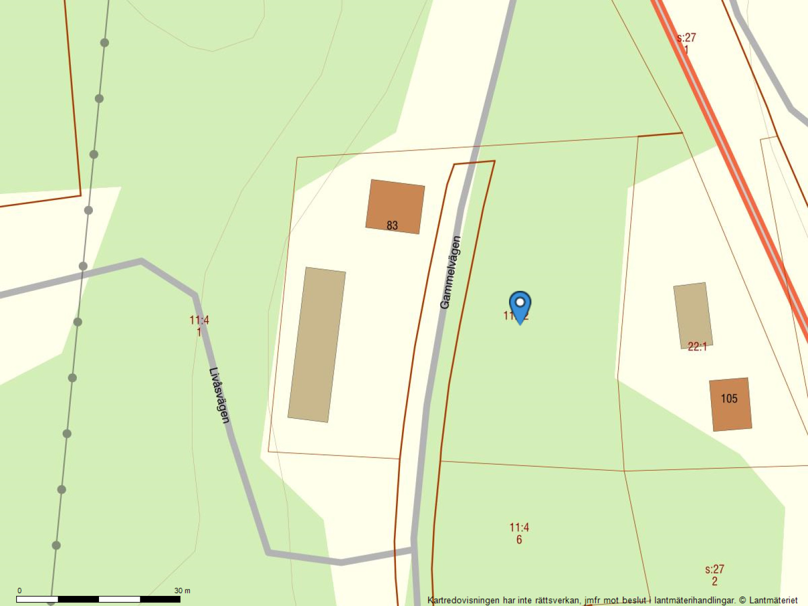 Fastighetskarta Gammelvägen 83, Livgården