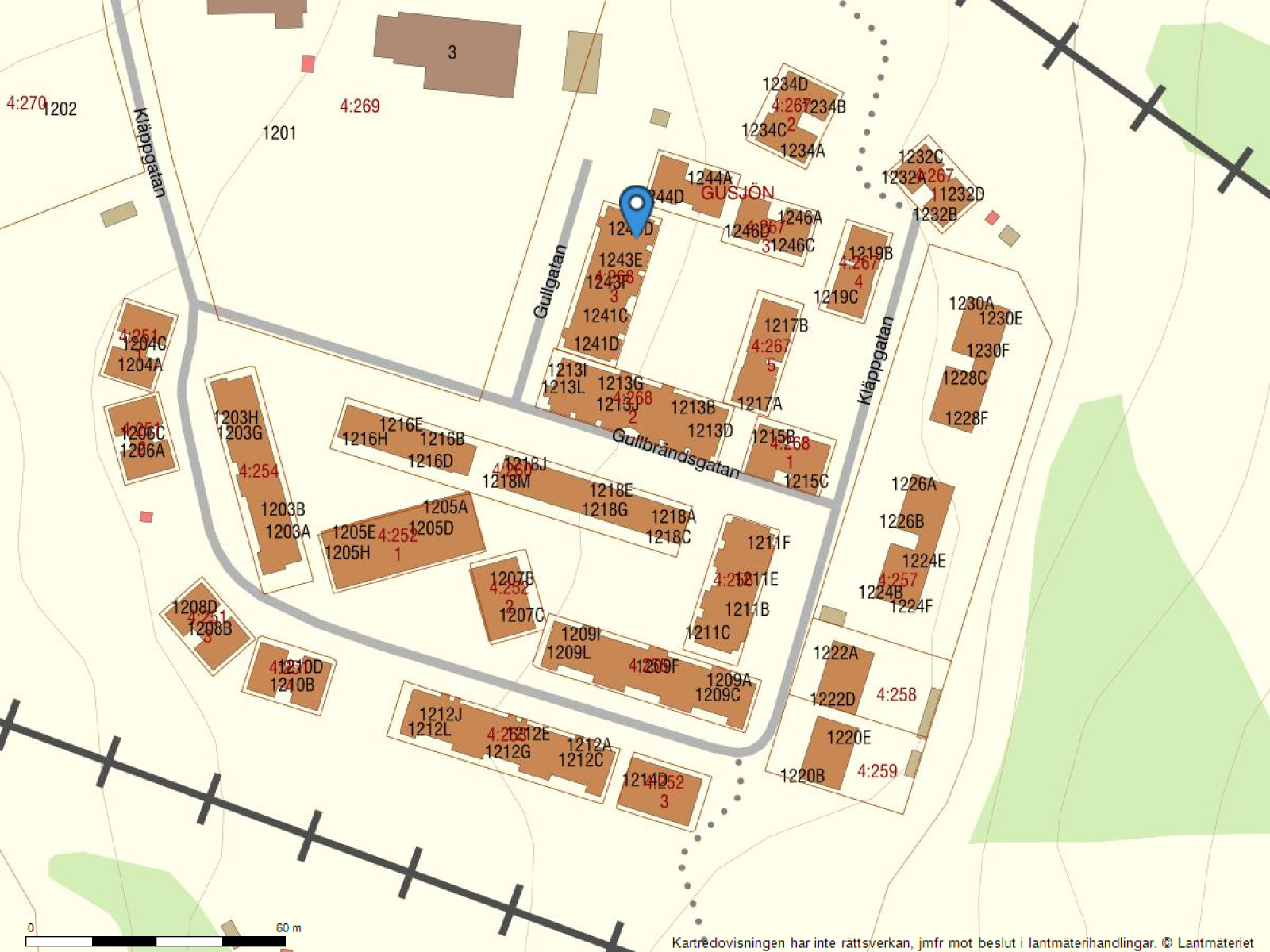 Fastighetskarta Gullgatan 1243D