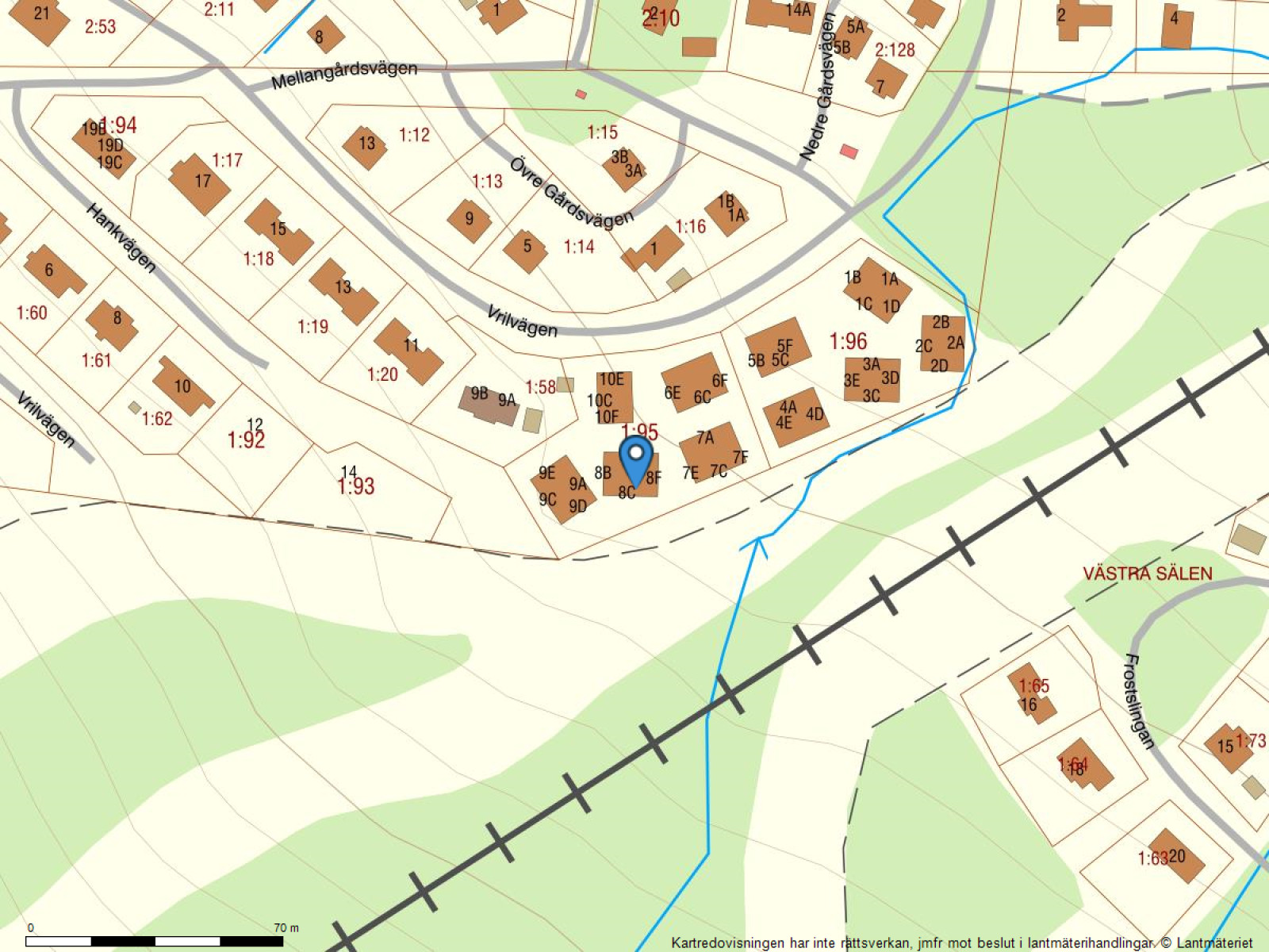 Fastighetskarta Vrilbacken 8B