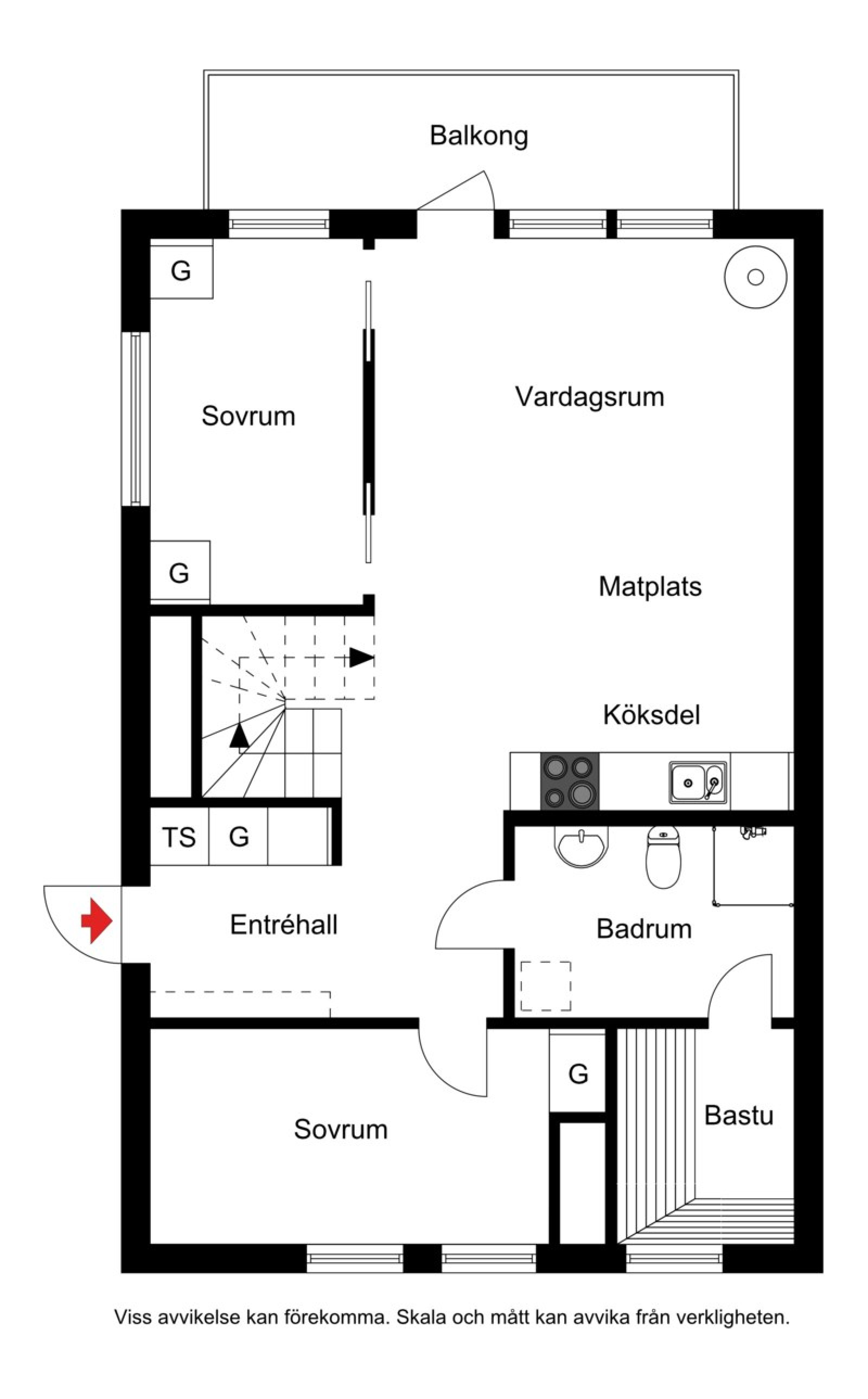Planskiss loft Kläppgatan 1230F