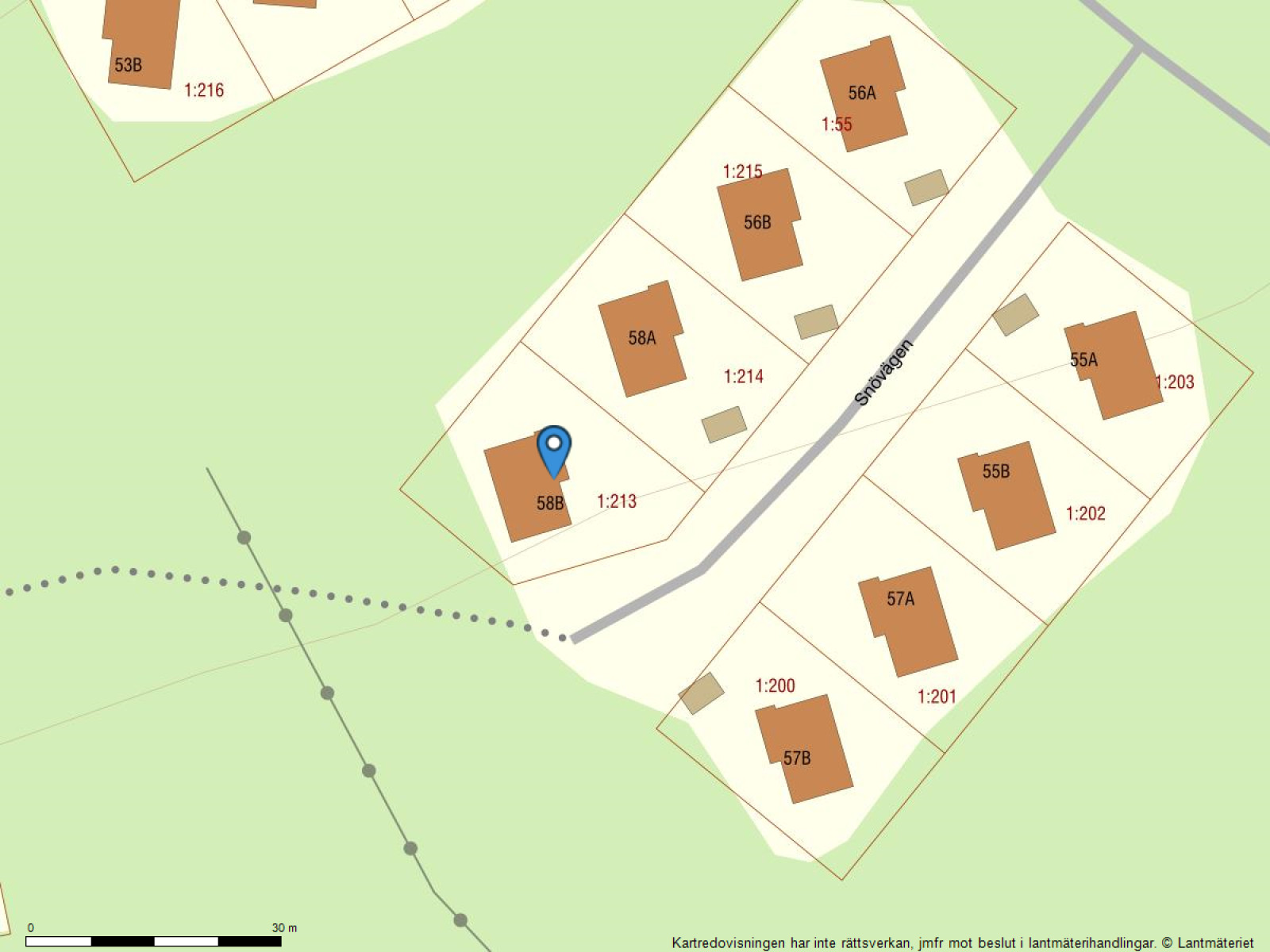 Fastighetskarta Snövägen 58B