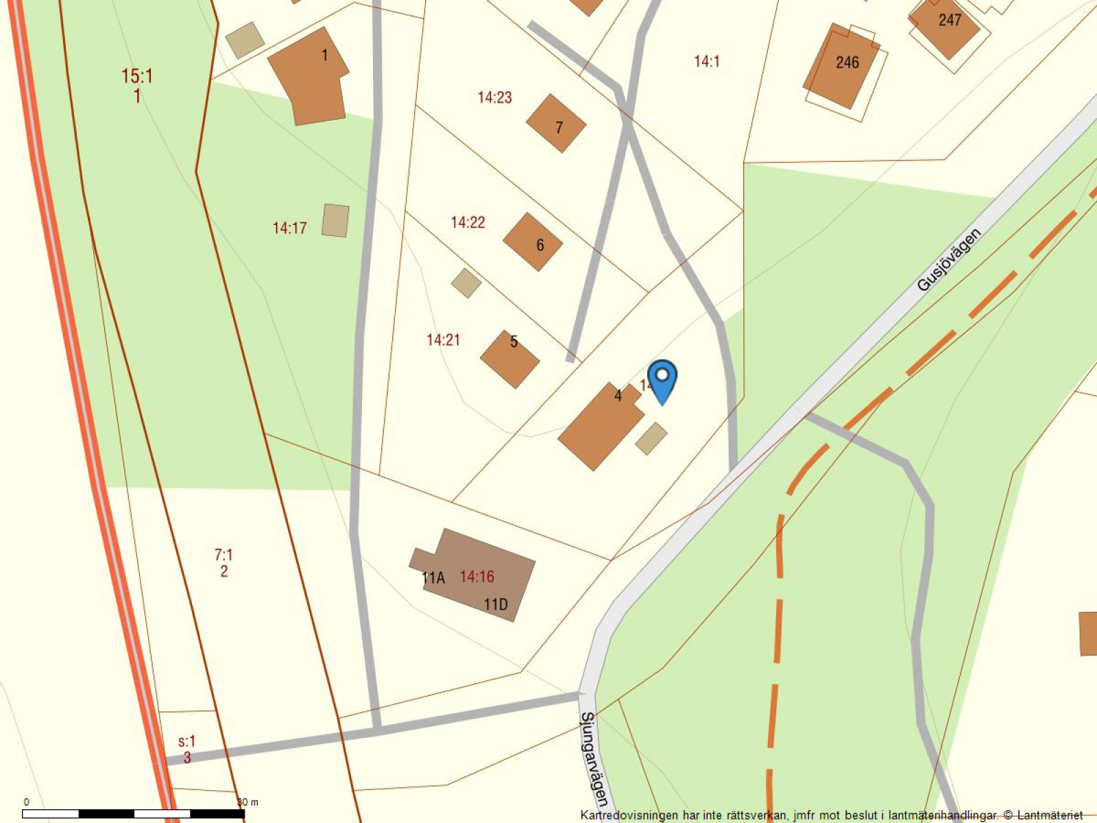 Fastighetskarta Gusjövägen 4