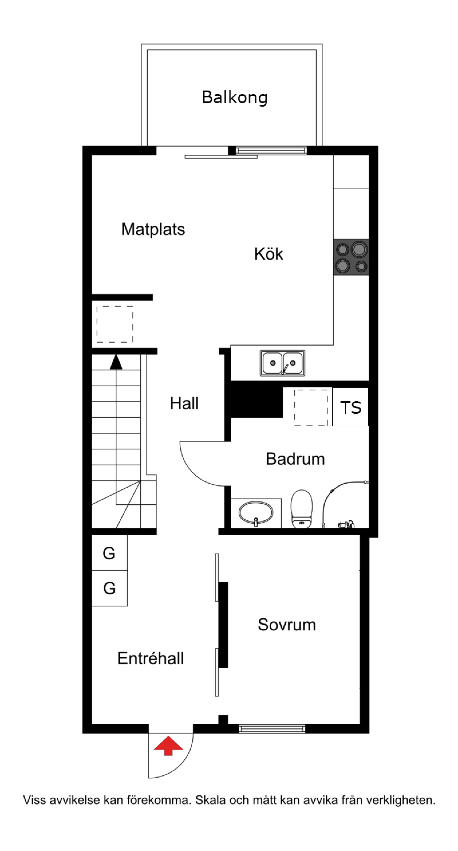 Planskiss entréplan Vrilbacken 7C