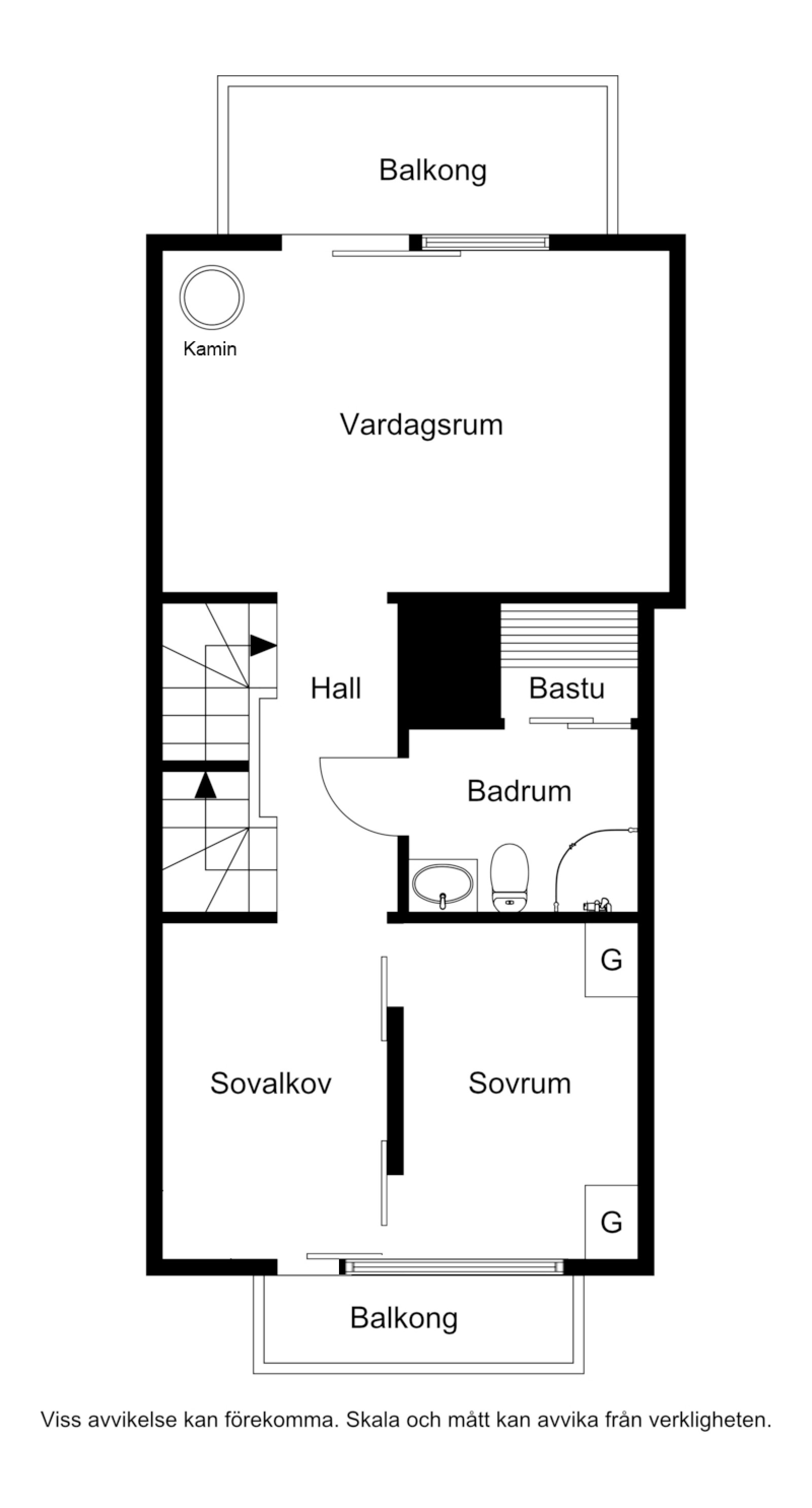 Planskiss mellanvåning Vrilbacken 7C