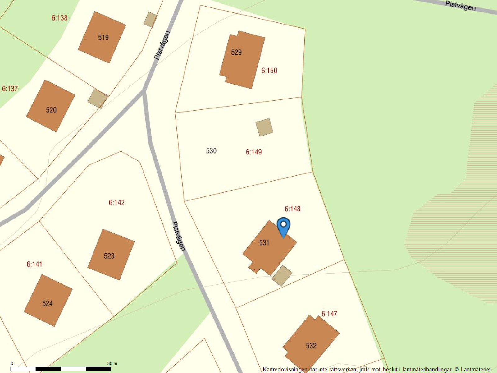 Fastighetskarta Pistvägen 531 & 530