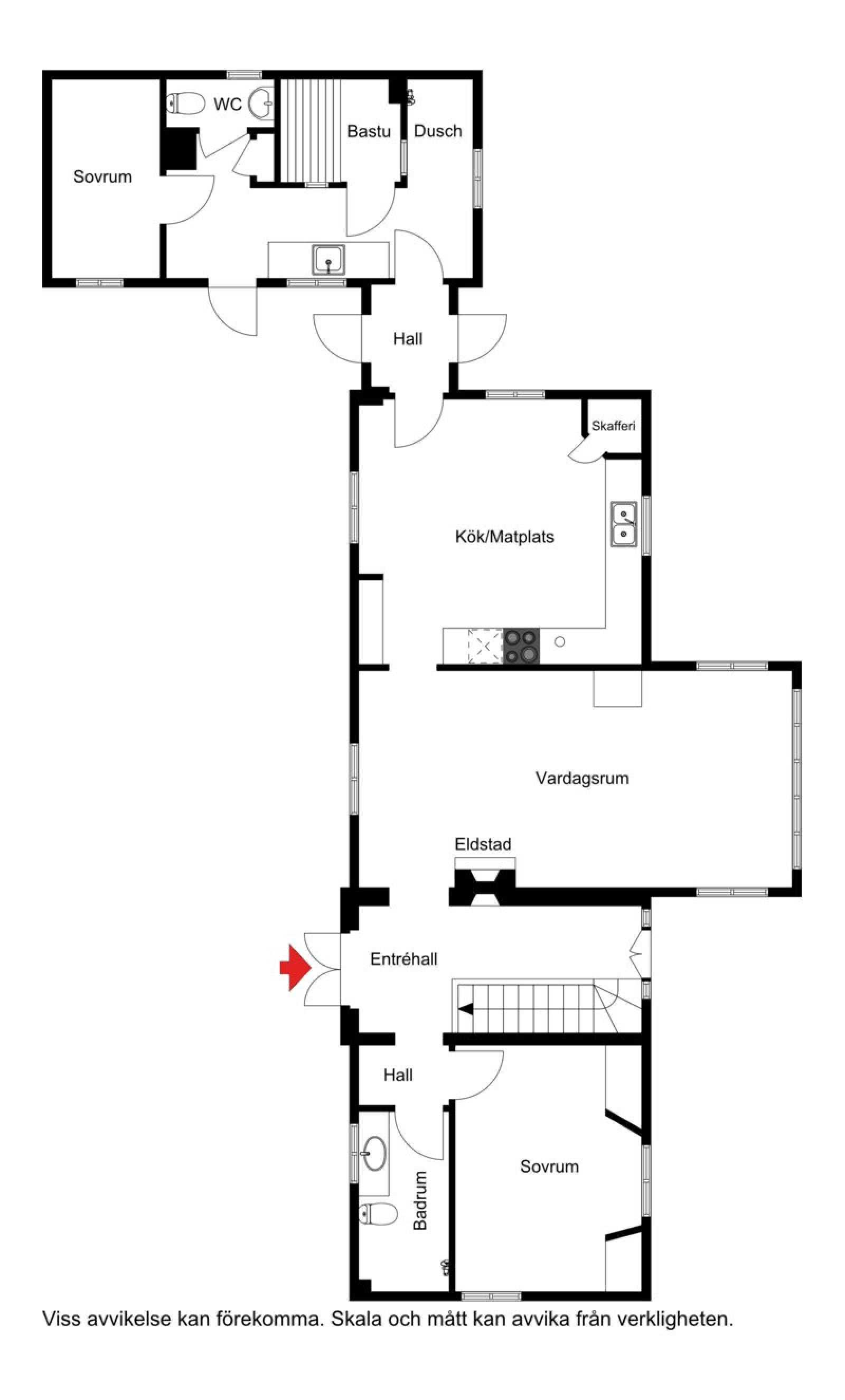 Planskiss entréplan Tranbärsvägen 1