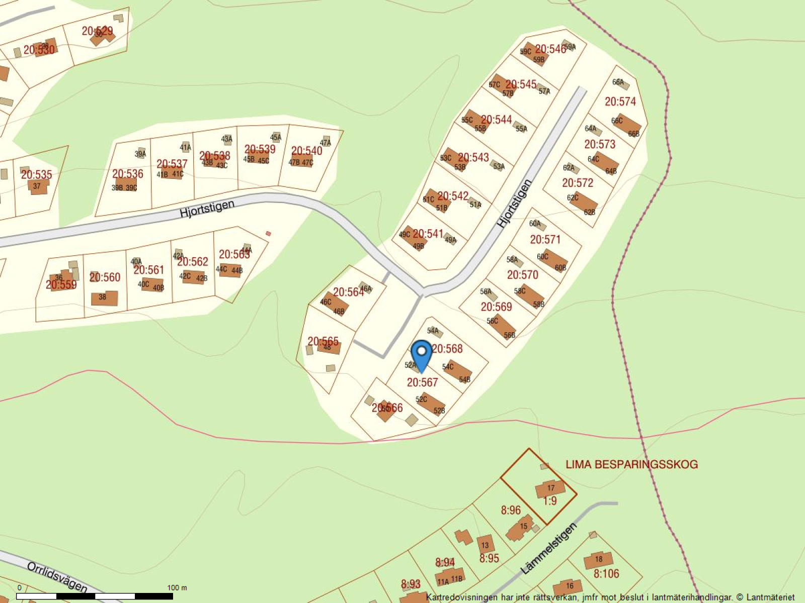 Fastighetskarta Hjortstigen 52 A