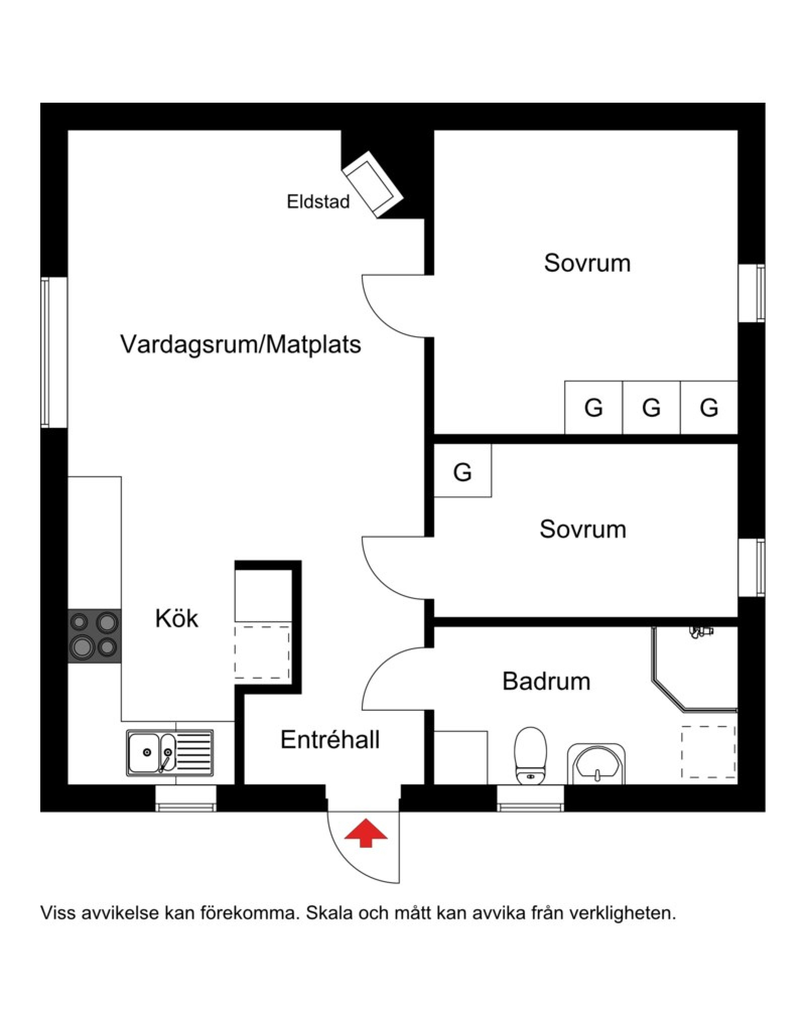 Planskiss 50 kvm Rörbäcksnäs 517A-C, 519A-D, 521A-B