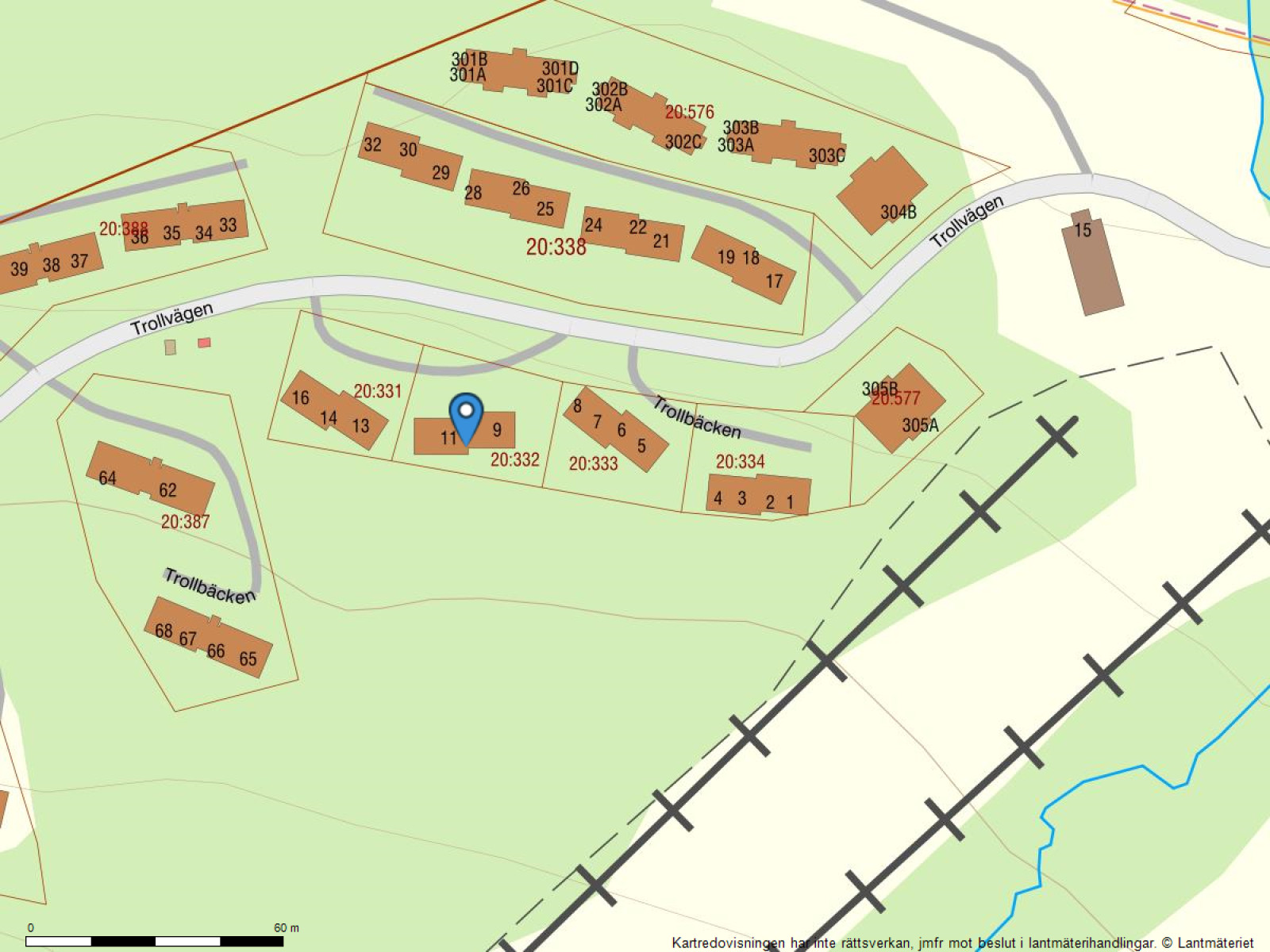 Fastighetskarta Trollbäcken 12 Ö