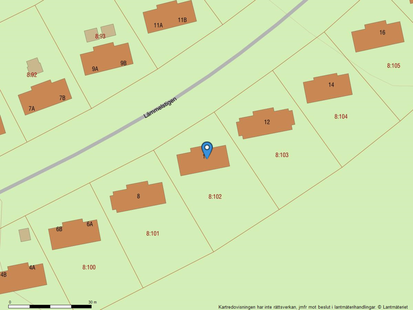 Fastighetskarta Lämmelstigen 10B