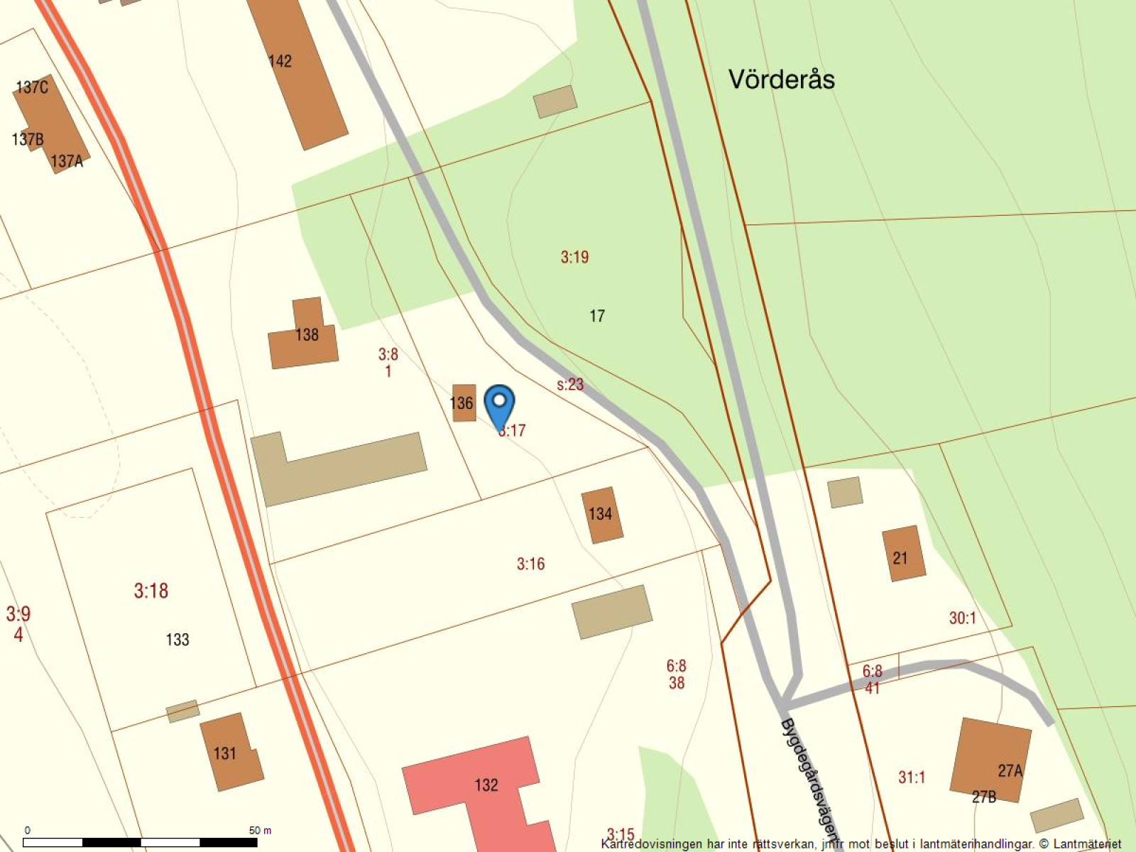 Fastighetskarta Vörderås 136