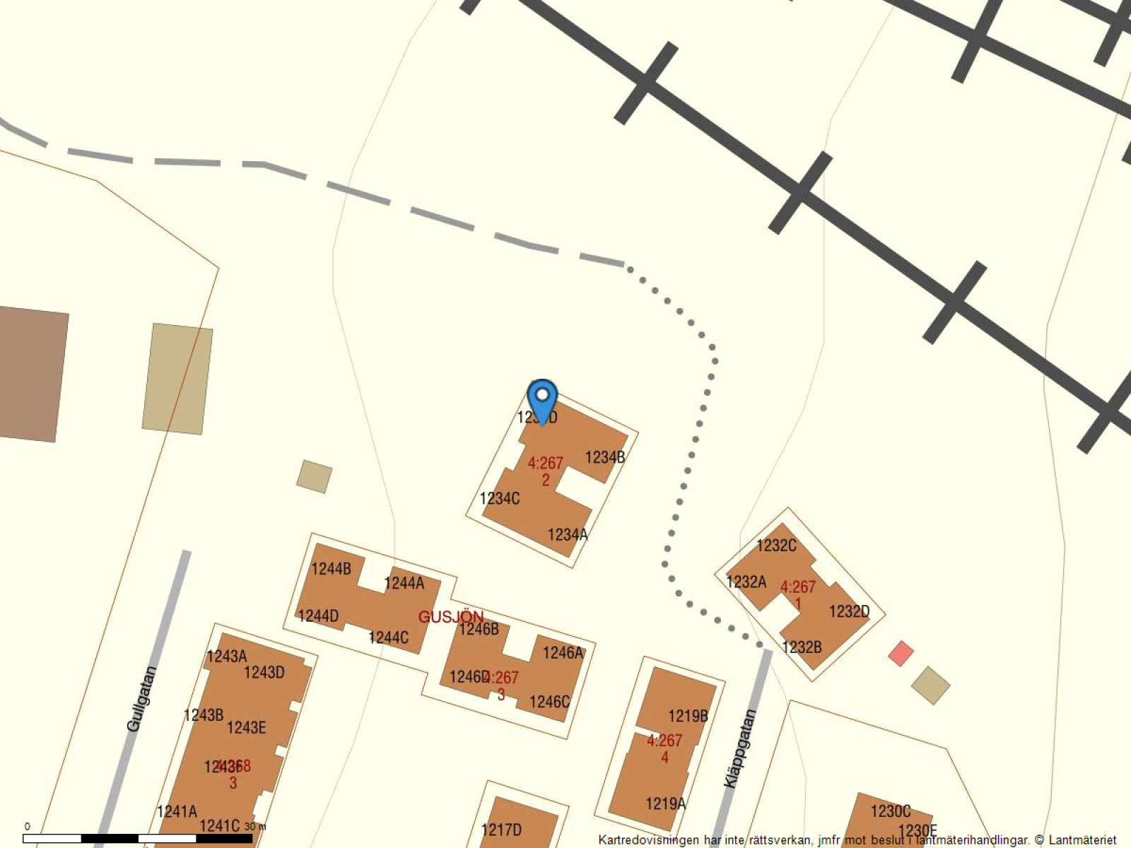 Fastighetskarta Kläppgatan 1234D