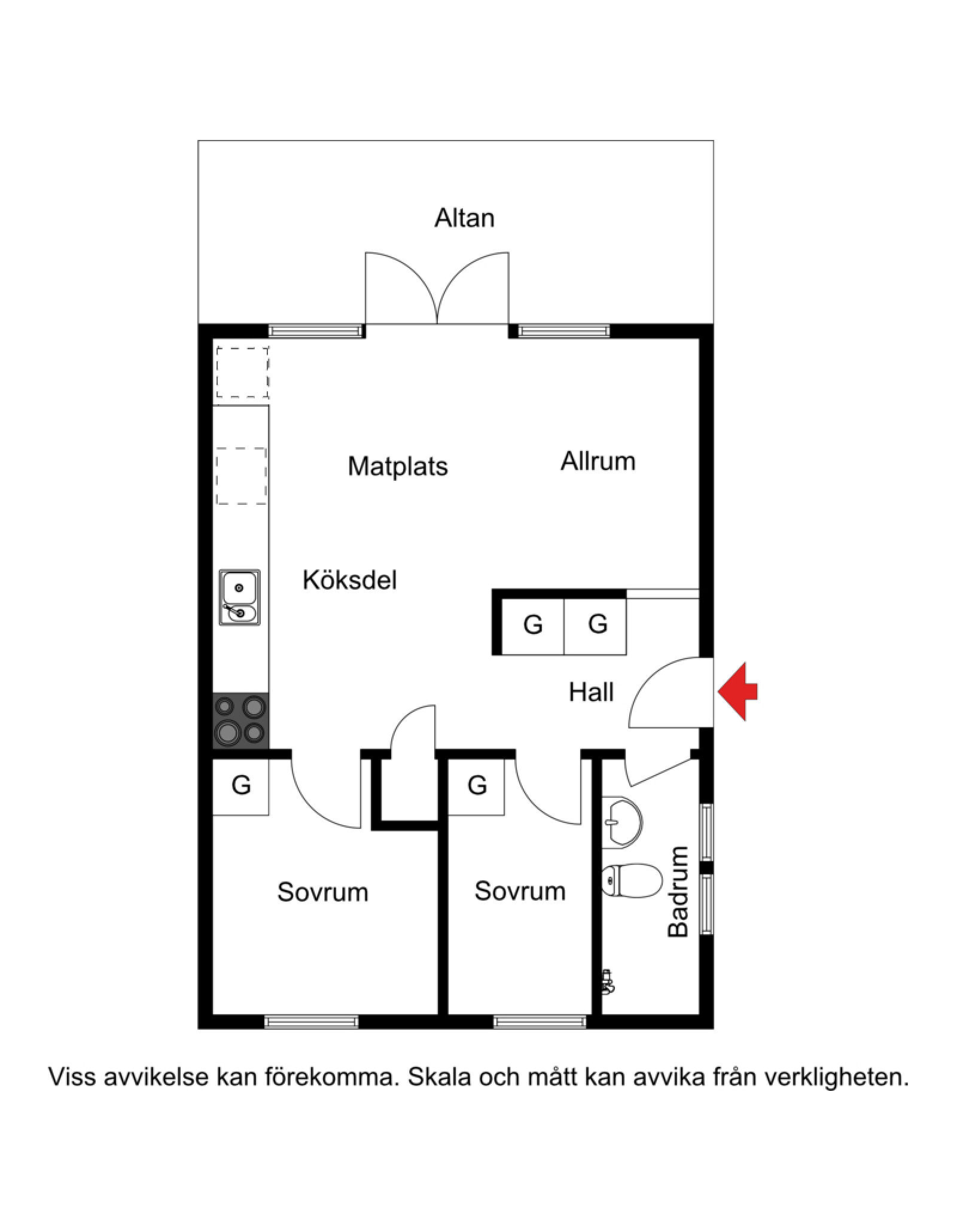 Planskiss gästhus Björnstigen 13