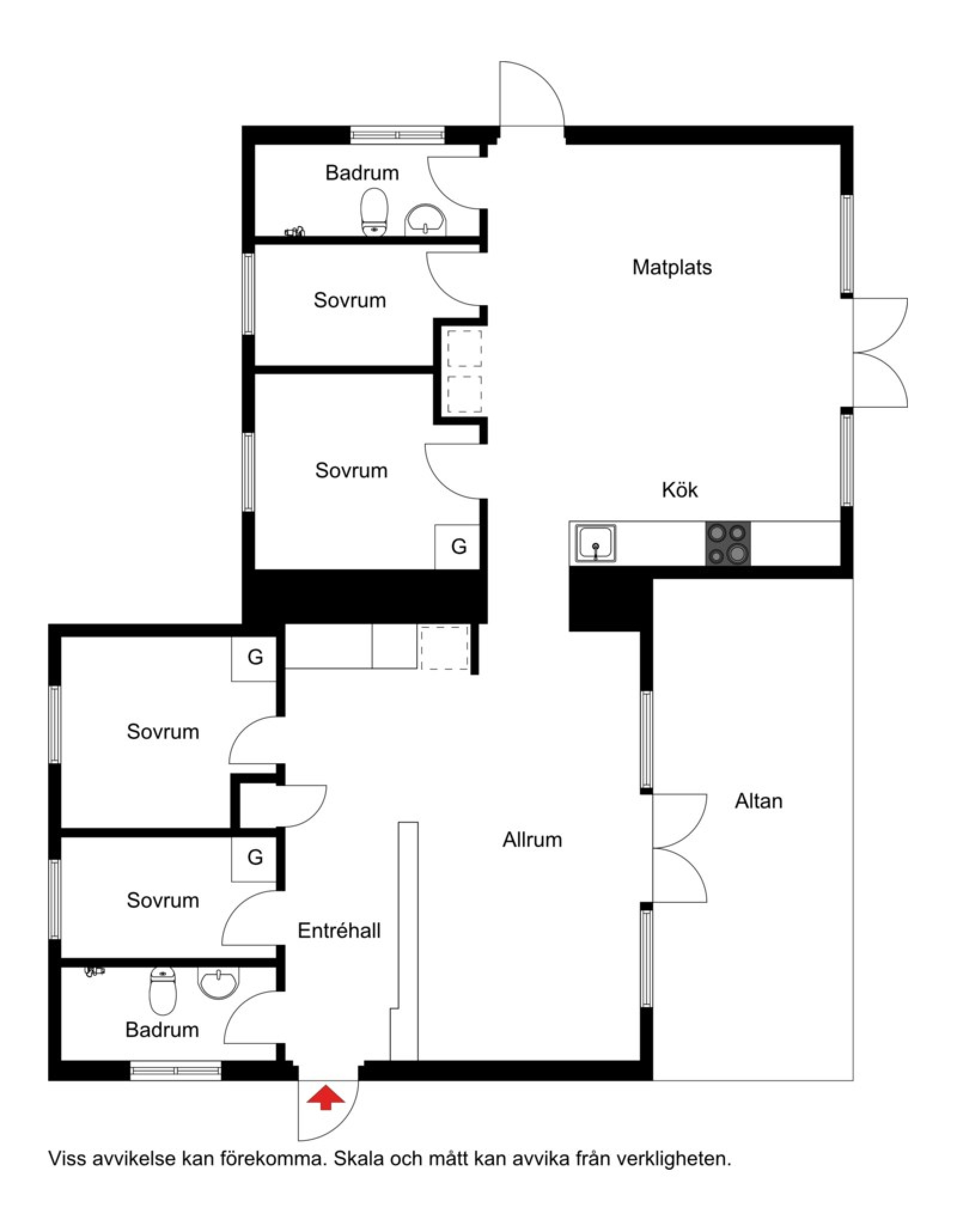 Planskiss huvudbyggnad Björnstigen 13