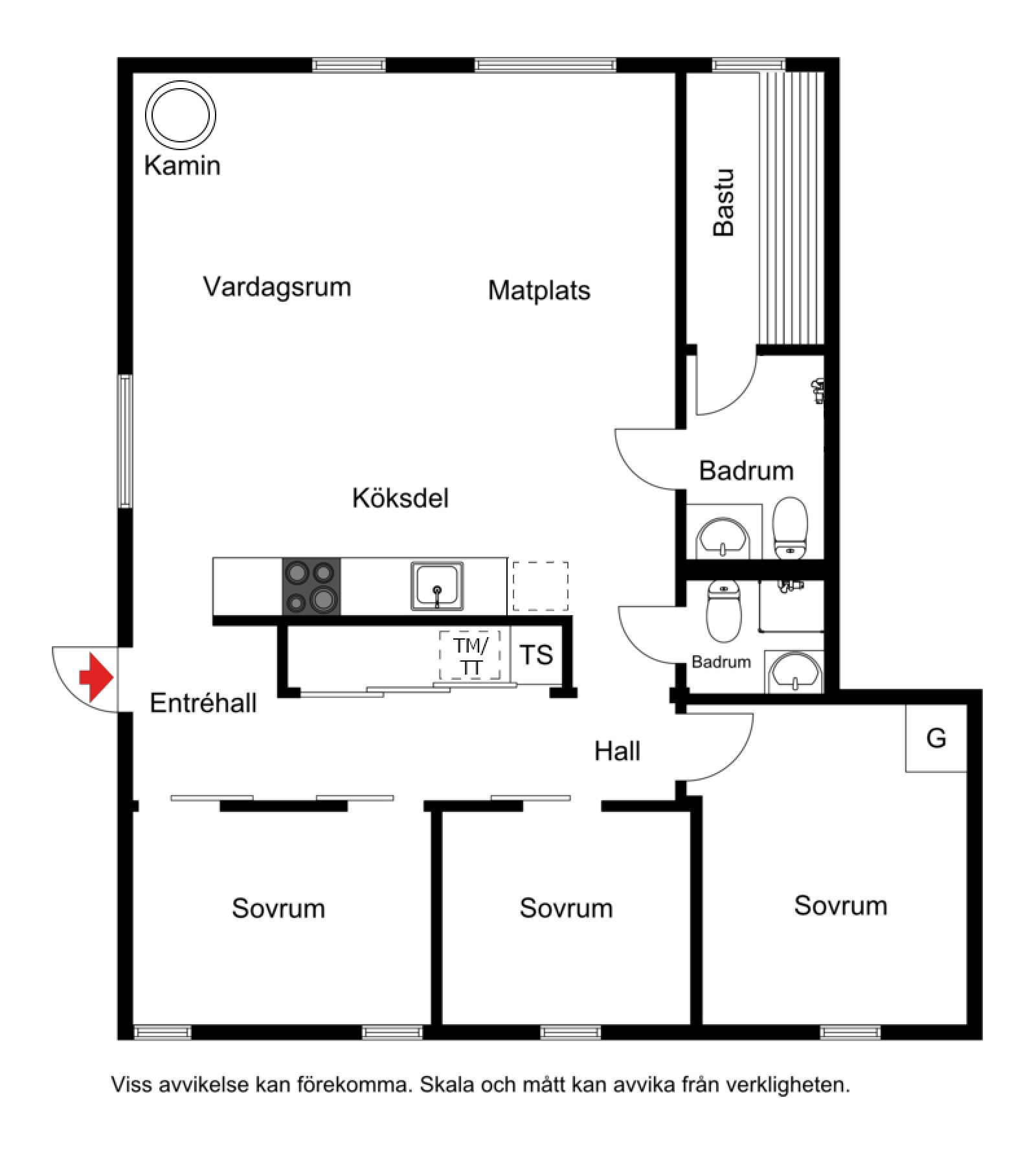 Planskiss Tjäderåsvägen 11C