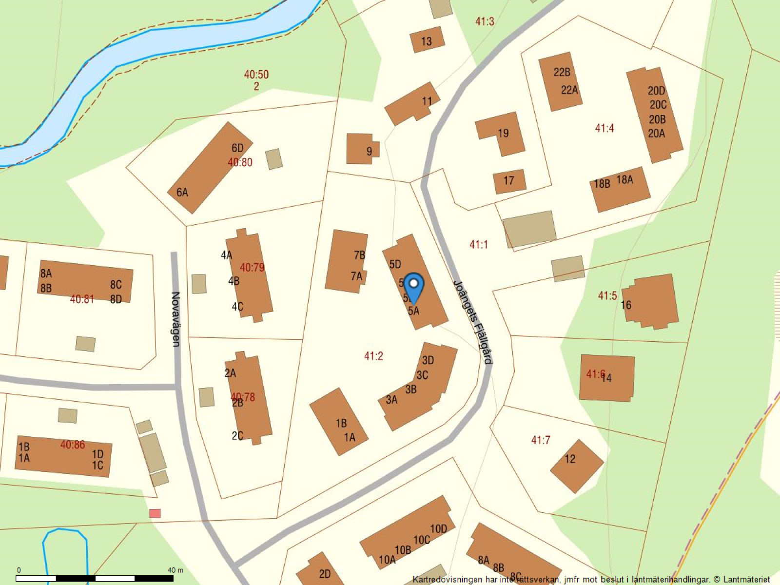 Fastighetskarta Joängets Fjällgård 5B