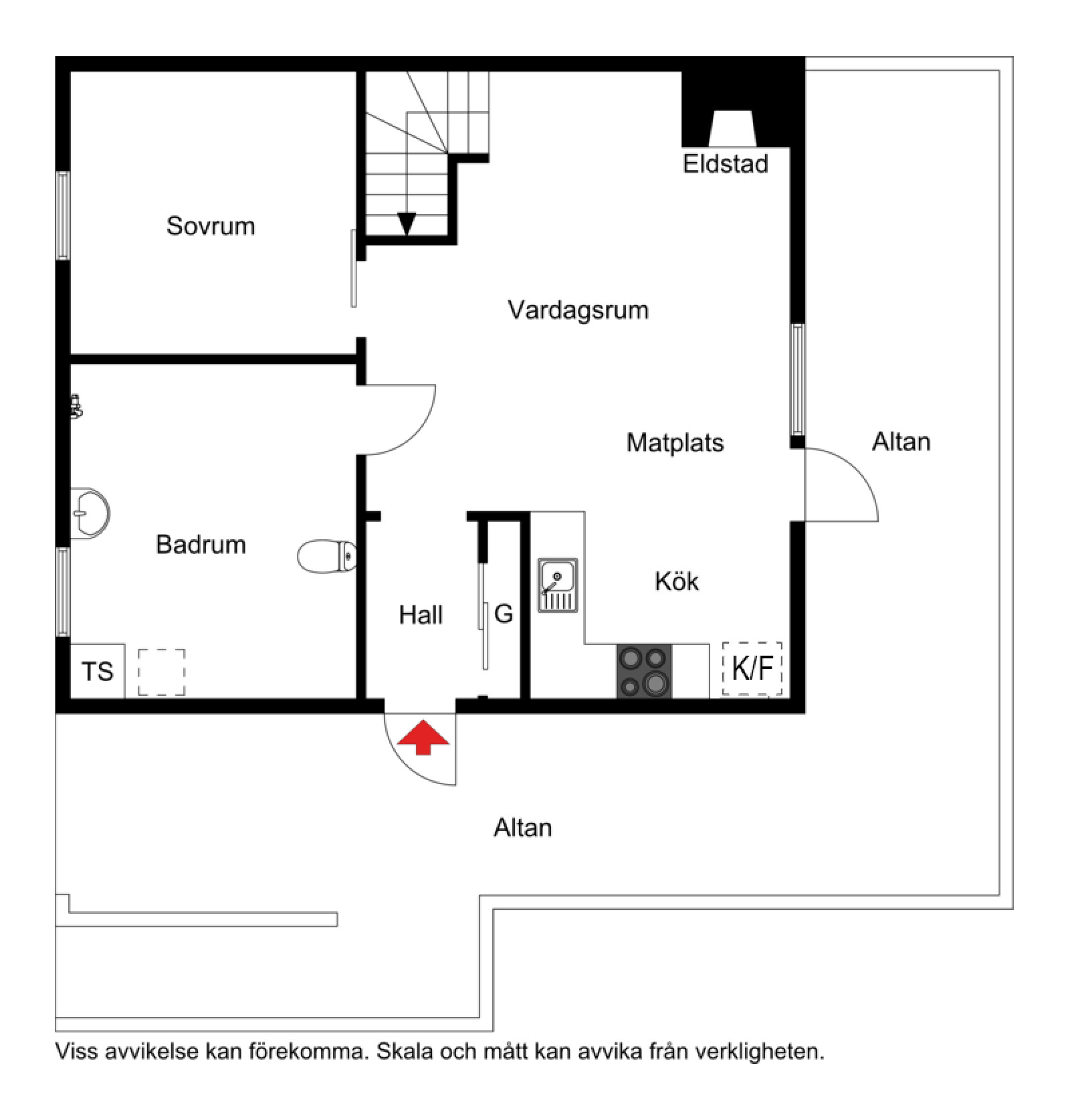 Planskiss lägenhet B Tickvägen 9